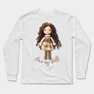 Handmade Wool Doll, Cozy and Cute - design 8 Long Sleeve T-Shirt